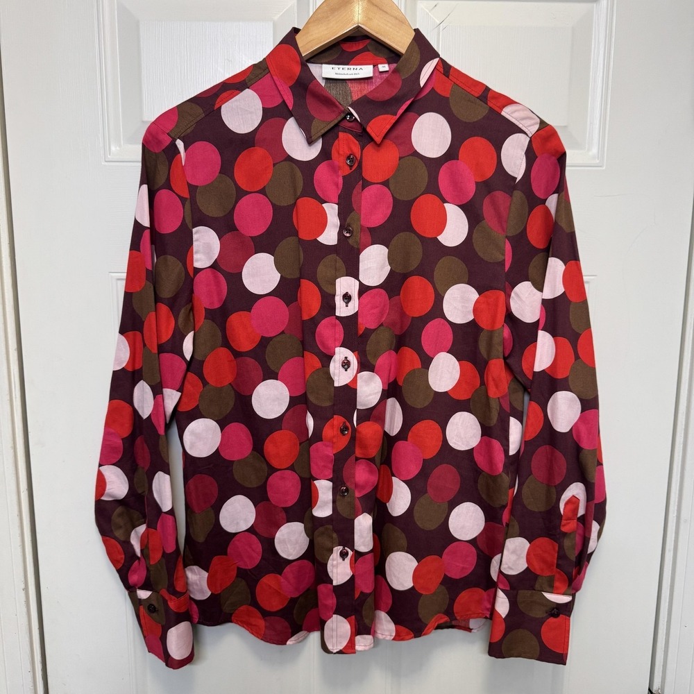 Eterna Womens Button Up Shirt S‎ (EU 36) Multicolor Polka Dot Retro Mod Vibrant